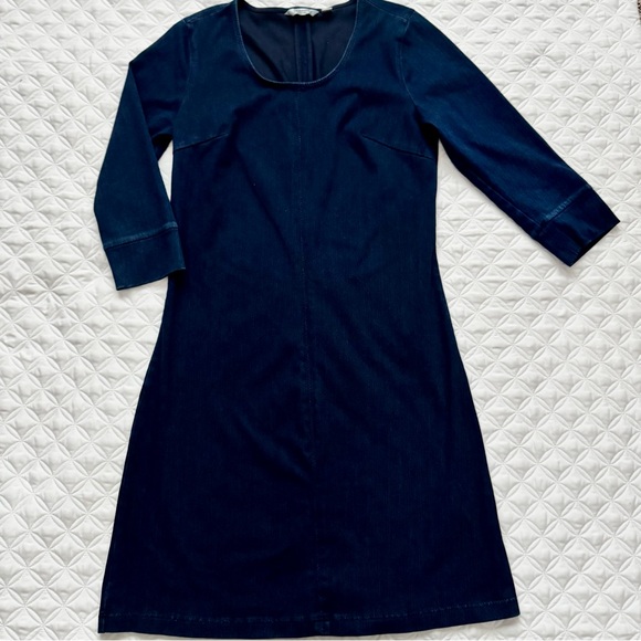 Liz Claiborne Dresses & Skirts - Liz Claiborne Dark Navy Blue Soft Stretch Denim 3/4 Sleeve Dress Size XS